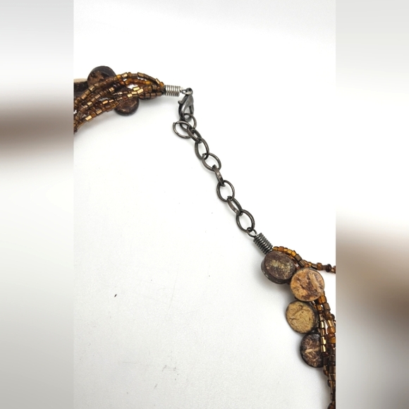 ๐ข3/$19๐ข Hippie Chic Boho Neutrals Beaded Necklace Large Medallion - Picture 5 of 5